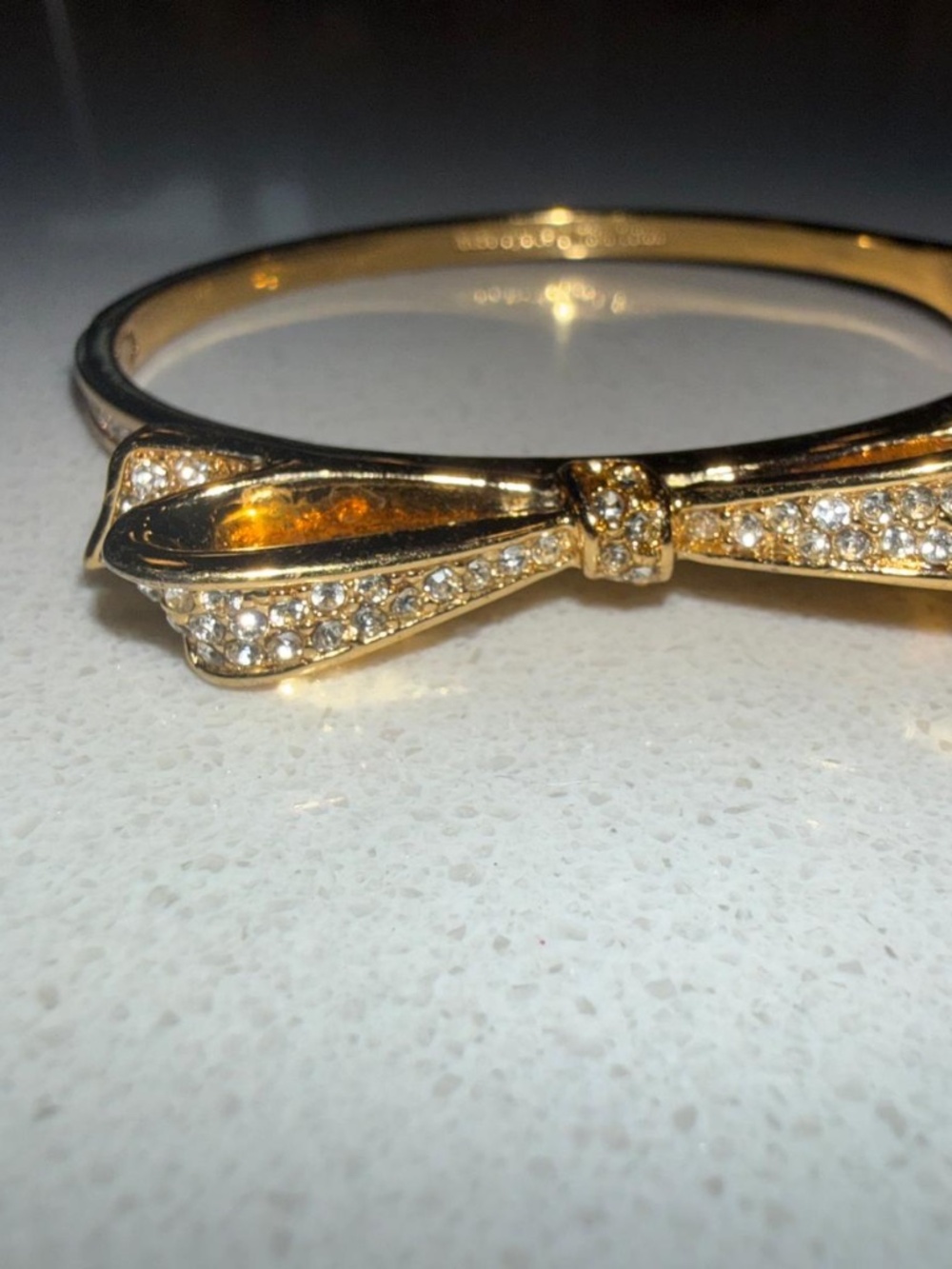 Kate Spade Gold Plated Love Notes Hinged Bangle Bracelet Locking Clasp with bag - Picture 2 of 7